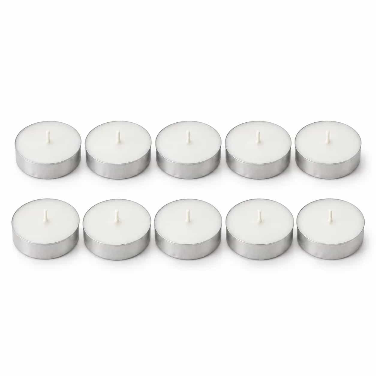 Set 10 Velas Blancas Chatas 4 x 1 cm