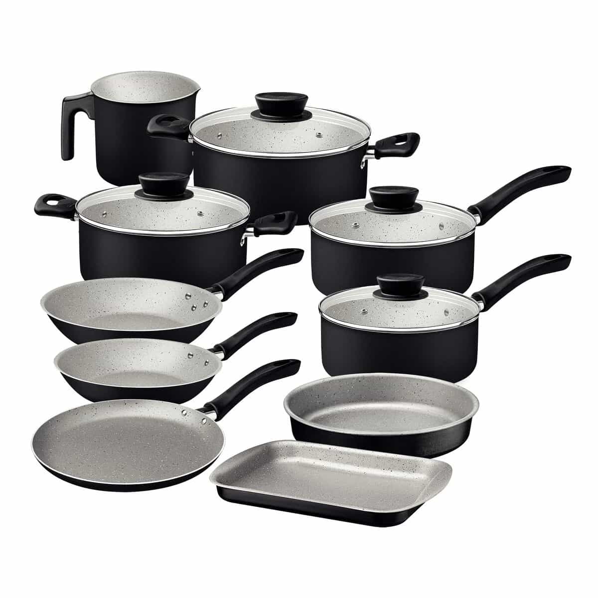 Batería de cocina antiadherente con asaderas Tramontina Linz 10 piezas