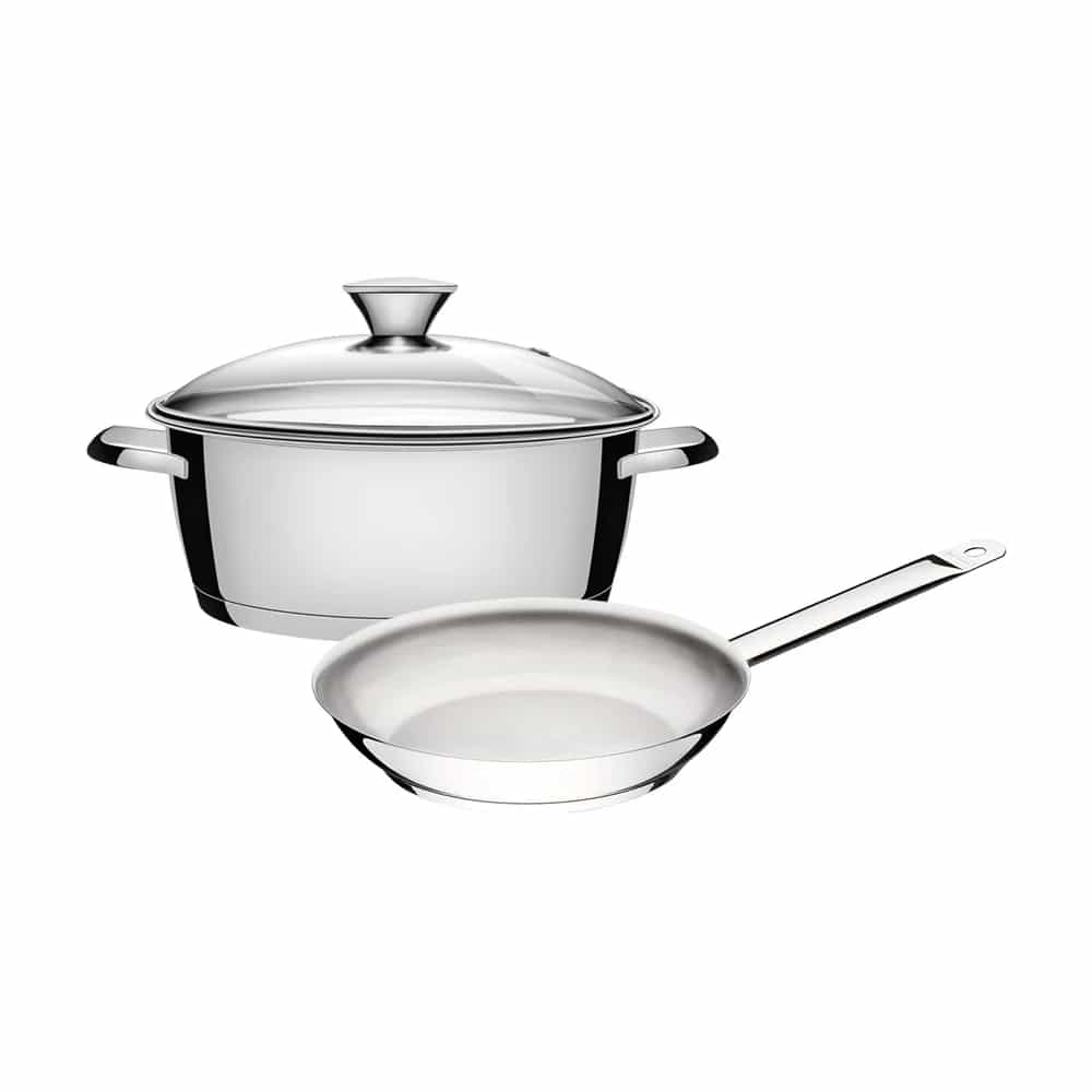 Cacerola baja Allegra 24 cm y sartén Professional Tramontina triple fondo para inducción 2 piezas