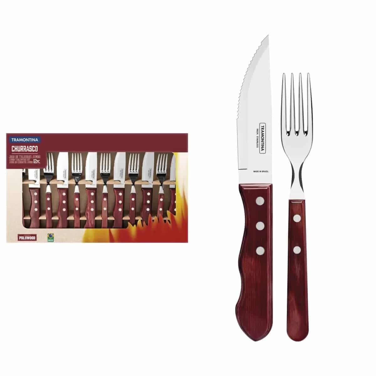 Juego Cubiertos Jumbo Tramontina 12 Piezas Polywood
