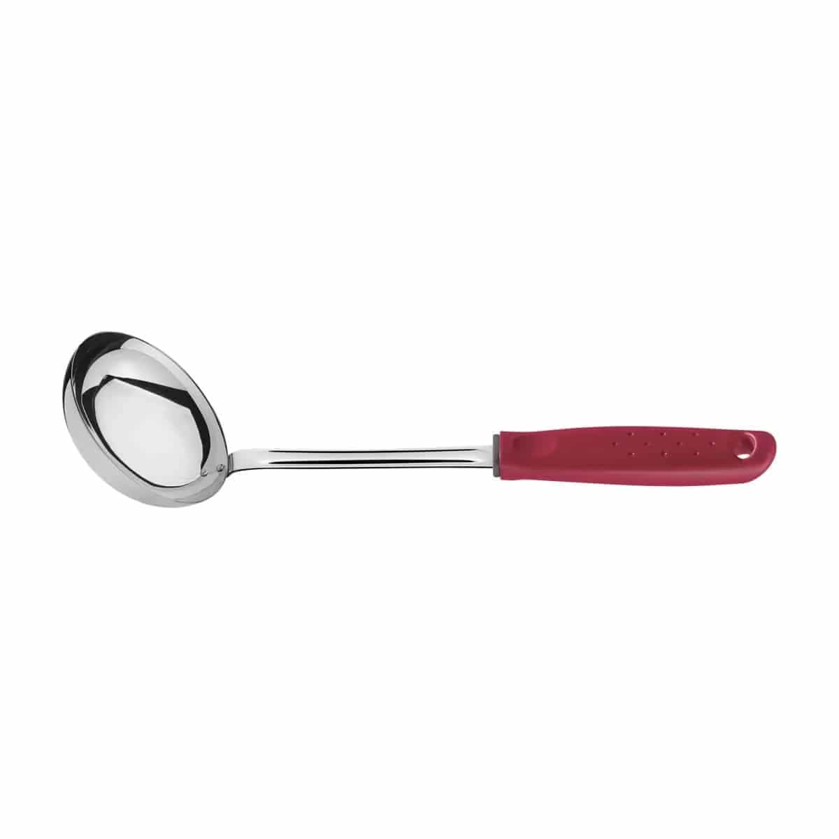 Cucharón Tramontina Utilità de acero inoxidable 30.8 cm con mango rojo