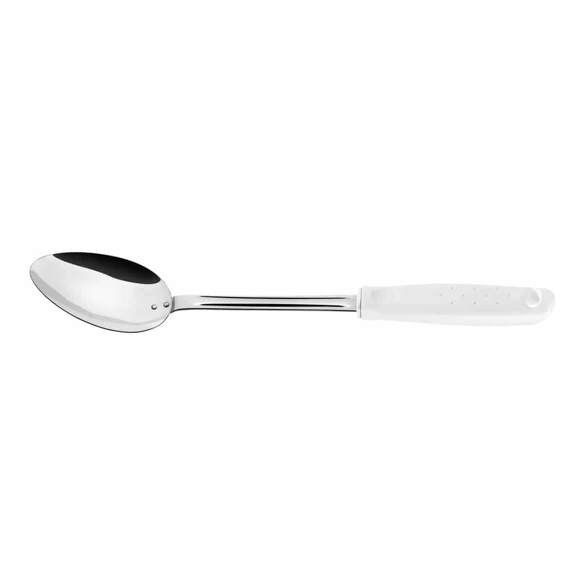 Cuchara para servir arroz Tramontina Utilità de acero inoxidable 33.6 cm con mango blanco