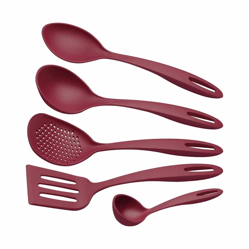 Juego de utensilios Tramontina Ability de nylon 5 piezas color rojo