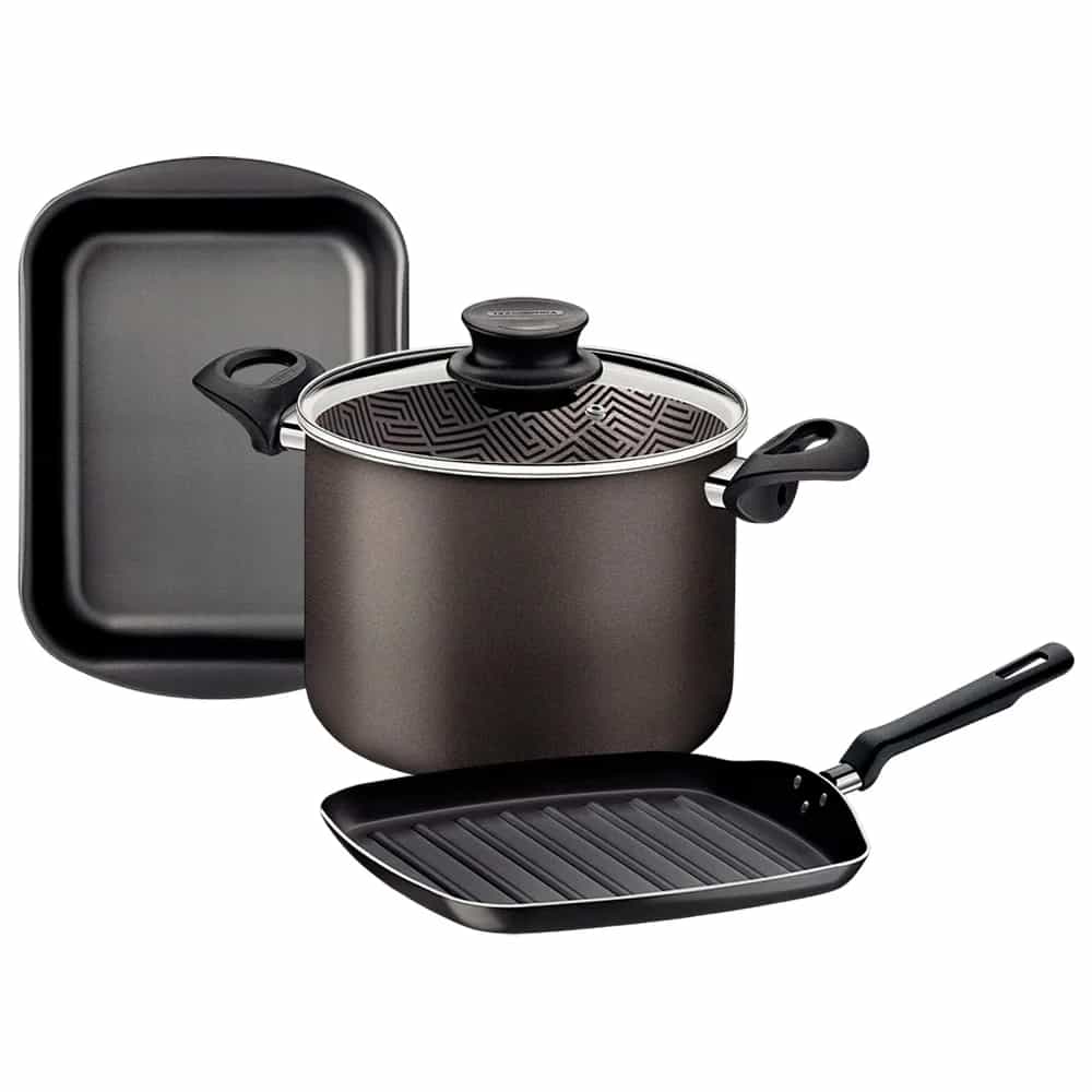 Juego Tramontina Kit Olla Asadera Bifera 3 Piezas Teflon