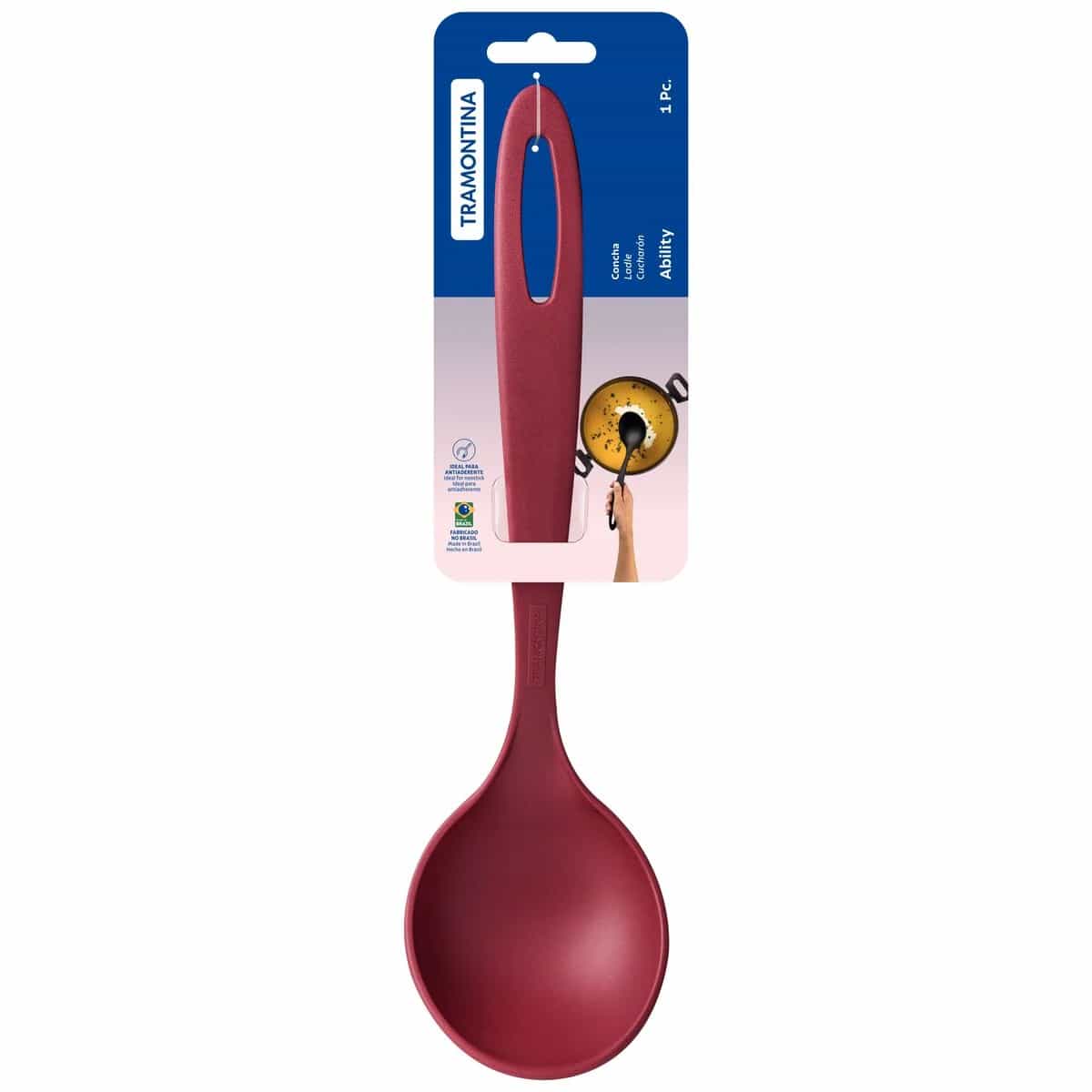 Cucharón Tramontina Ability de nylon 29.6 cm color rojo