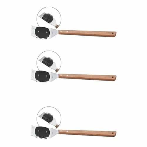 Cepillo limpiador para parrillas de acero inoxidable Tramontina Churrasco 41.7 cm con mango de madera