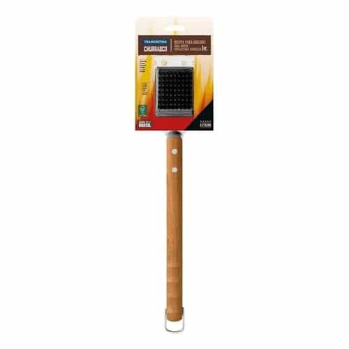 Cepillo para parrilla Tramontina Churrasco de acero inoxidable con mango de madera 46.7 cm