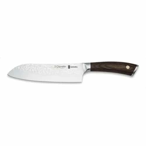 Cuchillo Santoku 3 Claveles Sakura 17,5 Cm Mango De Madera