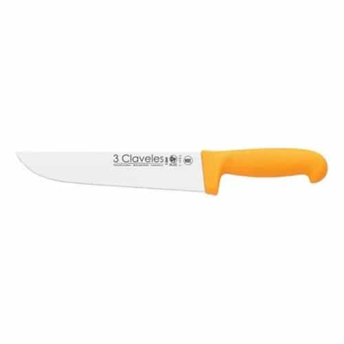 Cuchillo Carnicero 3 Claveles 20 Cm Acero Mango Amarillo