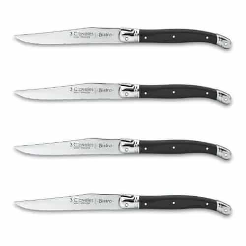 Set De Cuchillos Chuleteros 3 Claveles Acero Inoxidable X4 Unidades