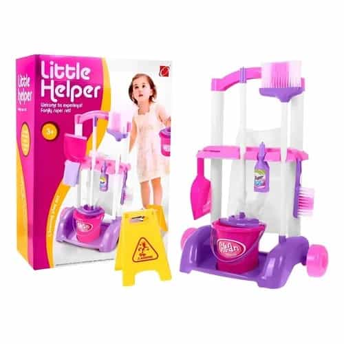 Set De Limpieza Juguete Infantil Con Carro Rosa Y Blanco