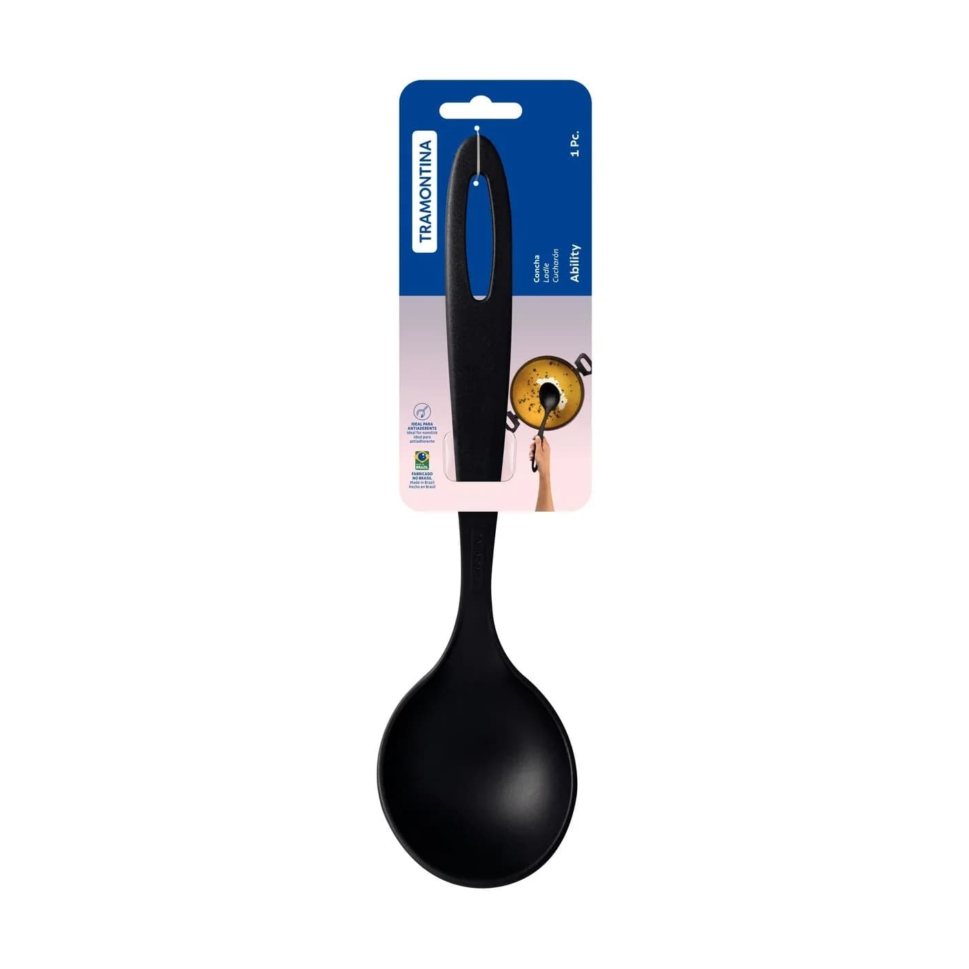 Cucharón Tramontina Ability de nylon 29.6 cm color negro