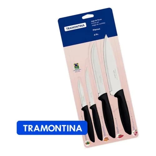 Juego de cuchillos Tramontina Plenus de acero inoxidable 4 piezas negro