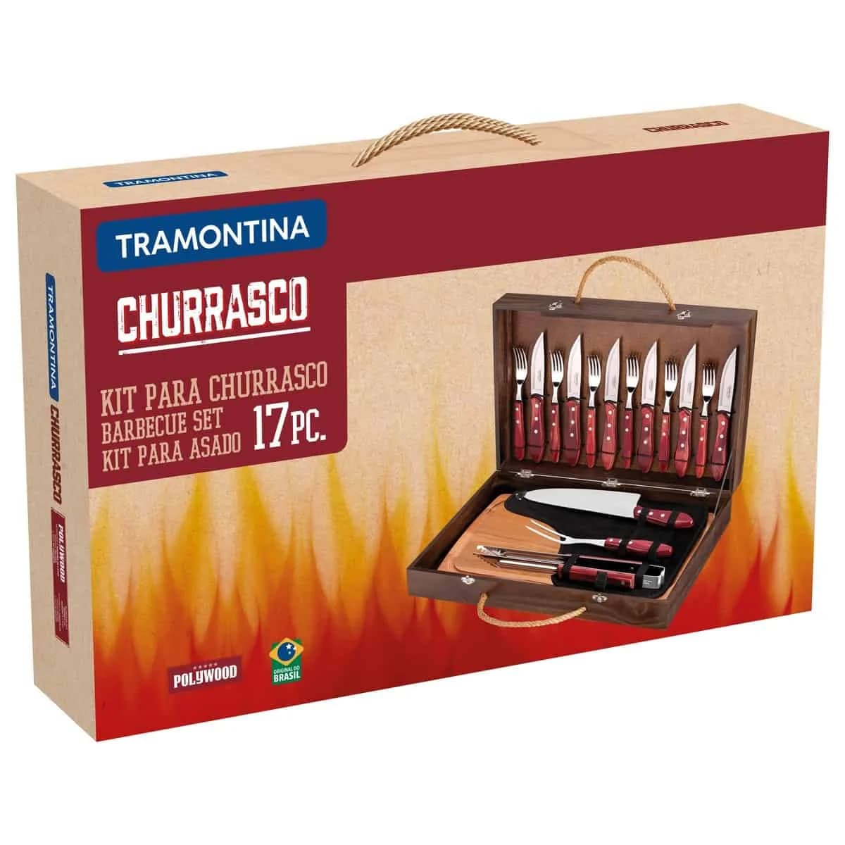 Juego Para Asado Tramontina 17 Piezas Polywood Churrasco — miniatura 2