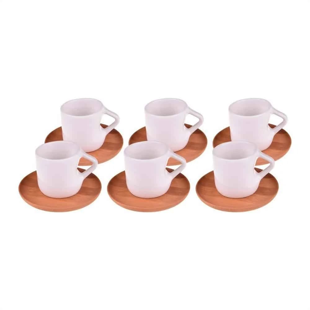 Juego Taza Cafe Porcelana Con Platillo Bambu 12 Piezas — imagen 1 de 4