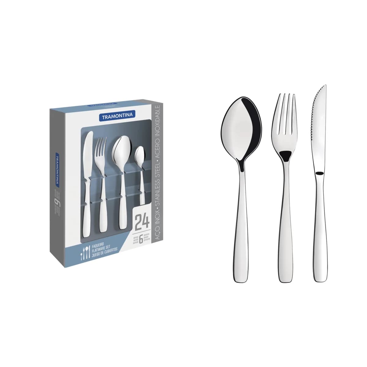 Juego De Cubiertos Tramontina Amazonas Acero Inox 24 Piezas — imagen 1 de 2