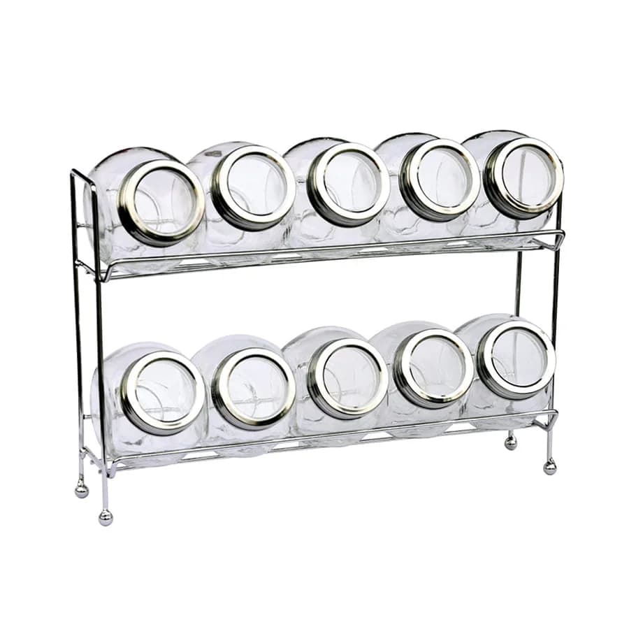 Juego Set De 10 Especieros Cocina Con Soporte Metal 200 Ml — imagen 1 de 2