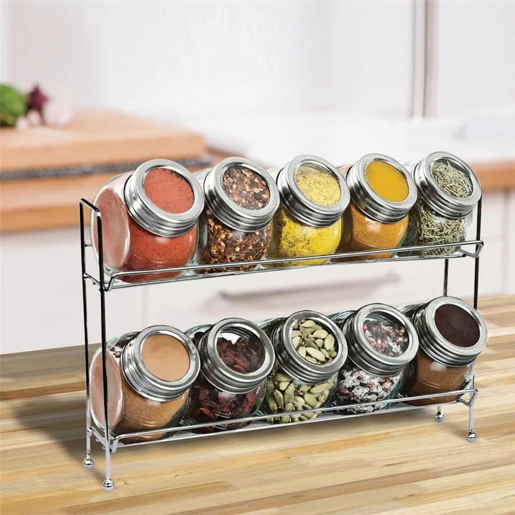 Juego Set De 10 Especieros Cocina Con Soporte Metal 200 Ml — imagen 2 de 2