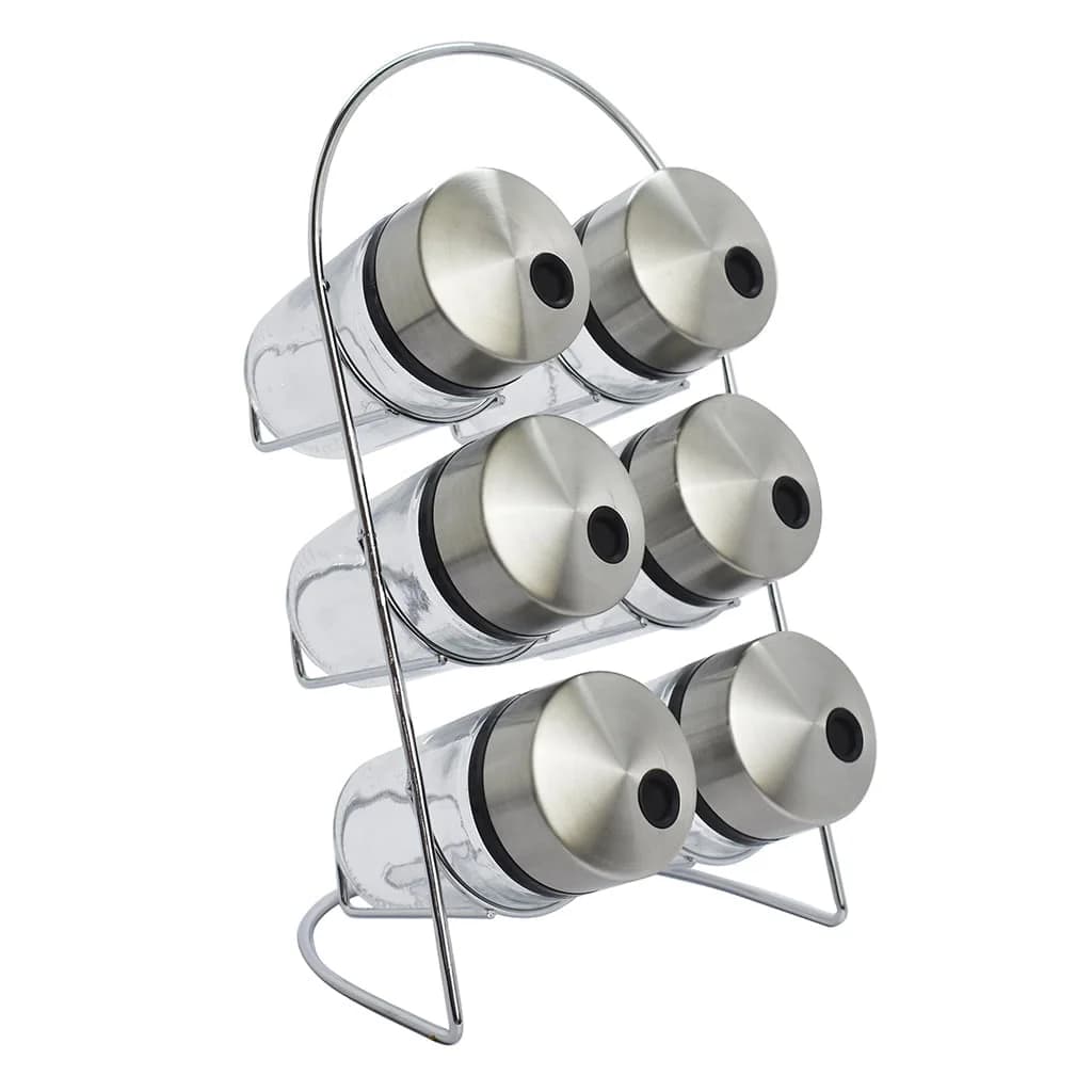 Juego De 6 Especieros Vidrio Con Soporte Metal 150 Ml — imagen 1 de 1