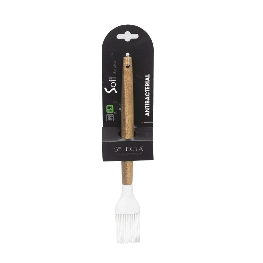 Pincel De Silicona Mango Madera 28 Cm Antibacterial Selecta — imagen 2 de 3