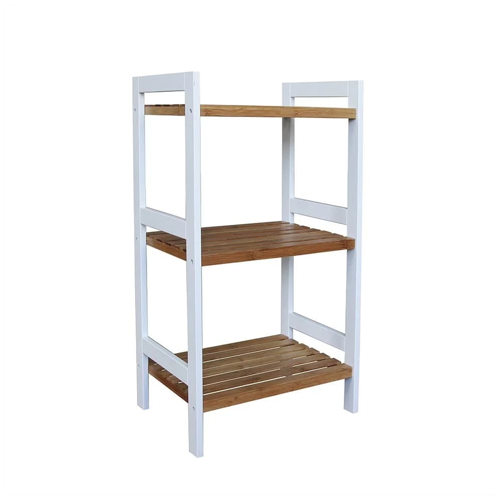 Estanteria Alacena 3 Estantes Bambu Mdf Blanco Cocina Baño — imagen 1 de 3