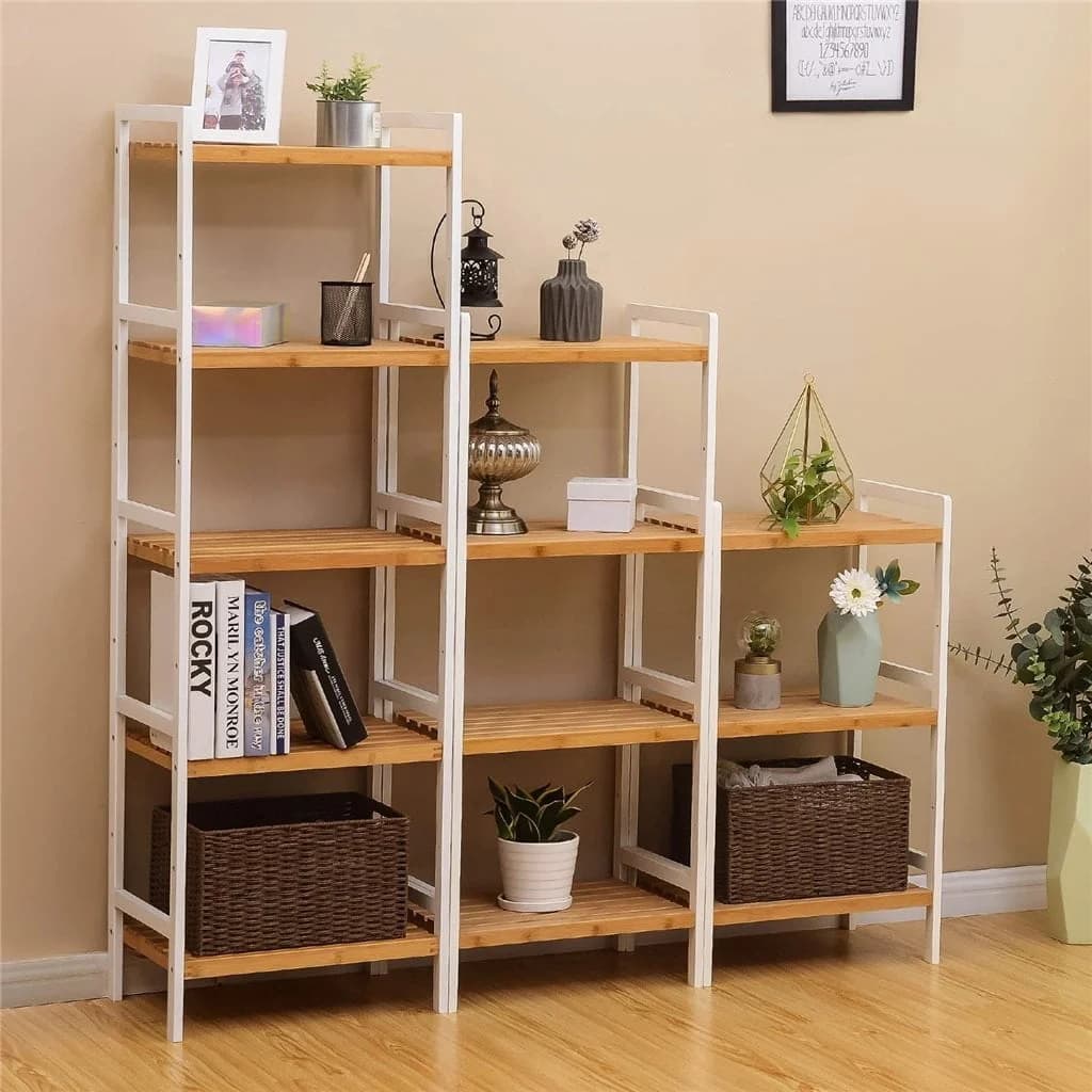 Estanteria Alacena 3 Estantes Bambu Mdf Blanco Cocina Baño — miniatura 3