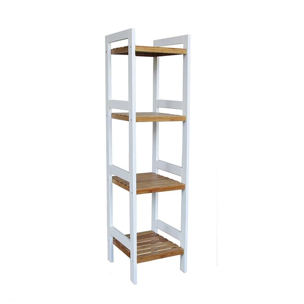 Estanteria Alacena 4 Estantes Bambu Mdf Blanco Cocina Baño — imagen 1 de 3