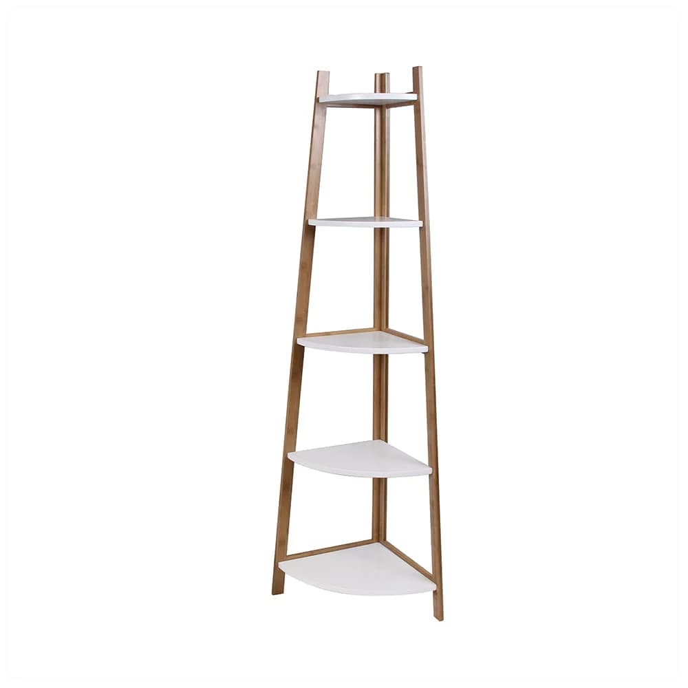 Estanteria Esquinero 5 Estantes Bambu Mdf Blanco Cocina Baño — imagen 1 de 1