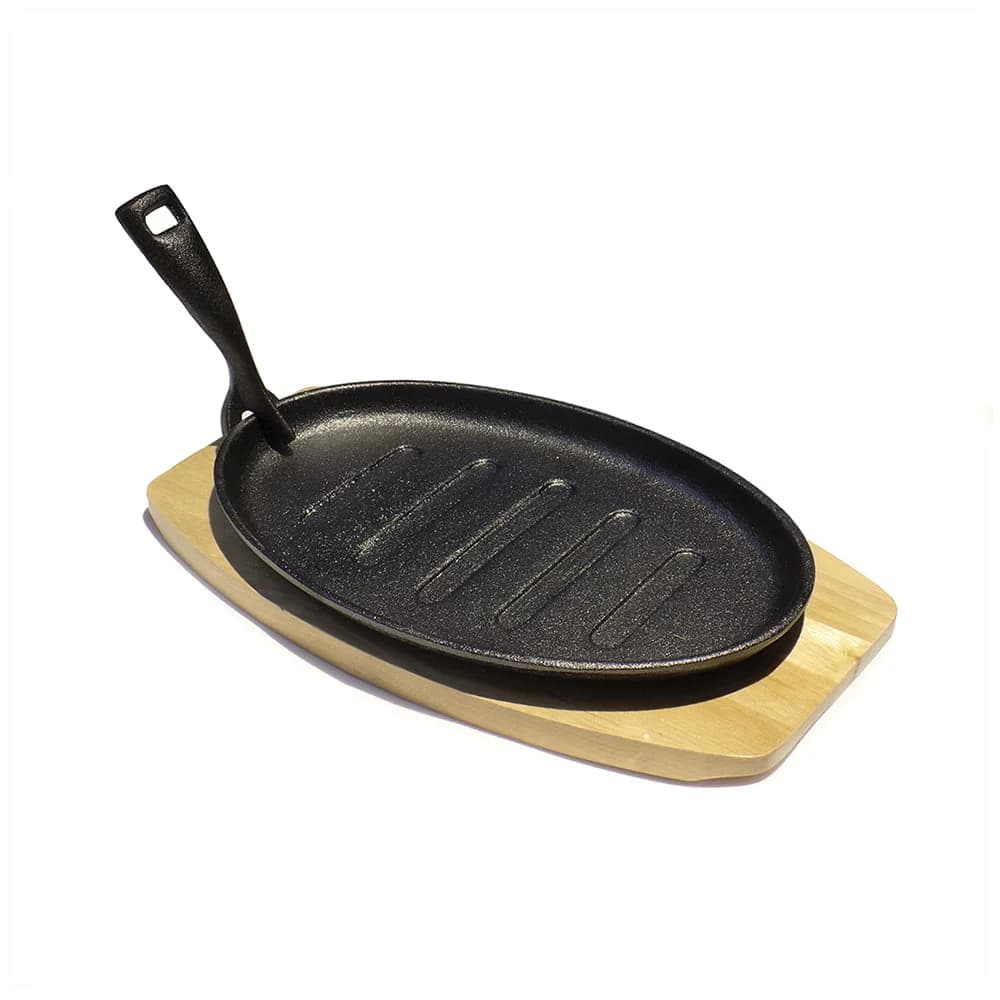 Plancha Grill Oval 27 Cm Hierro Con Base De Madera Grupo Dos — imagen 1 de 1