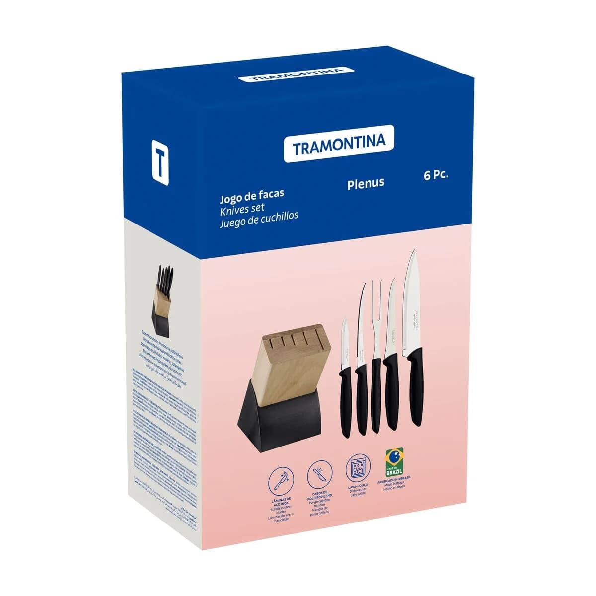 Juego De Cuchillas Tramontina Plenus 6 Piezas Taco Madera — miniatura 4
