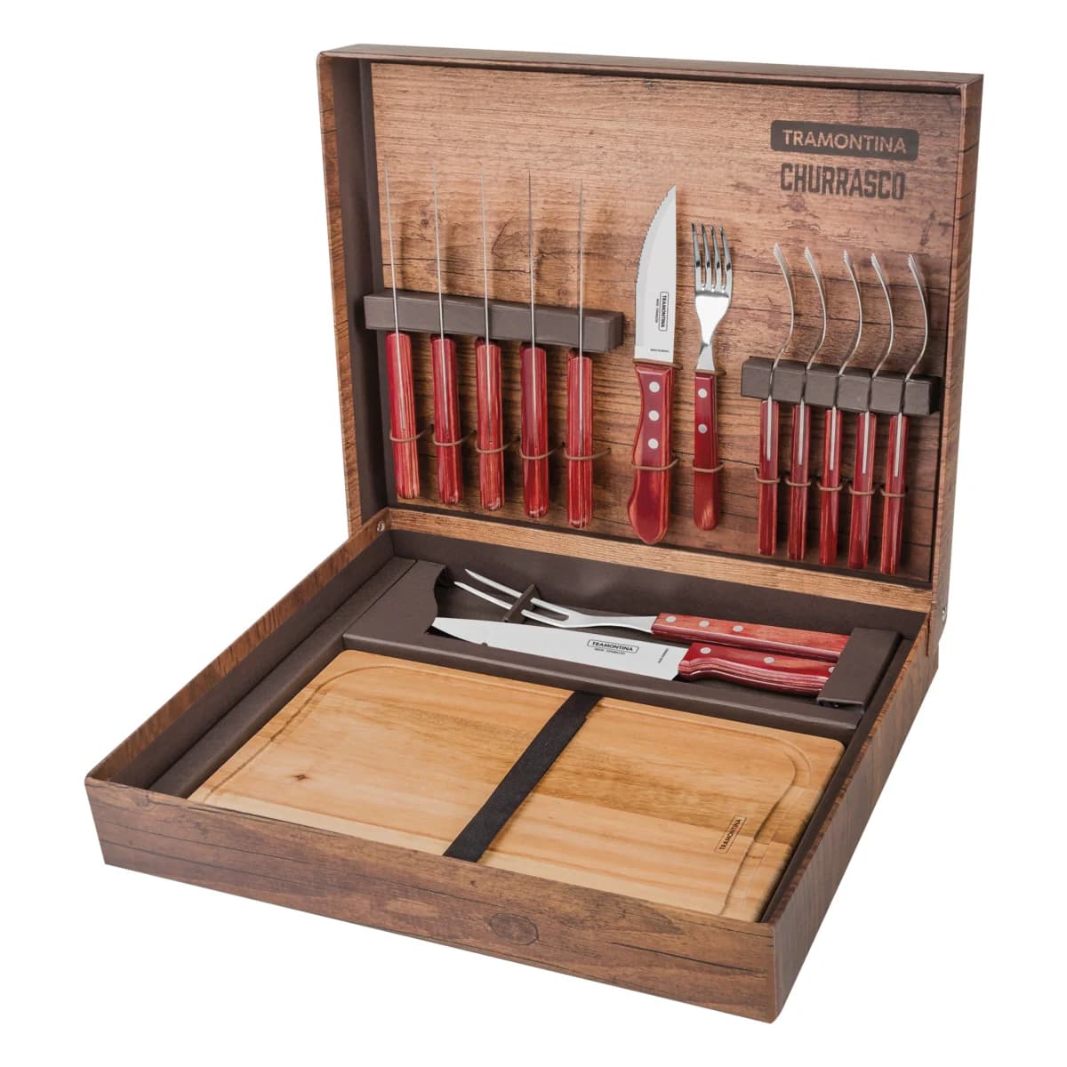 Juego De Asado Cubiertos Tabla Tramontina Polywood 15 Piezas — imagen 1 de 2