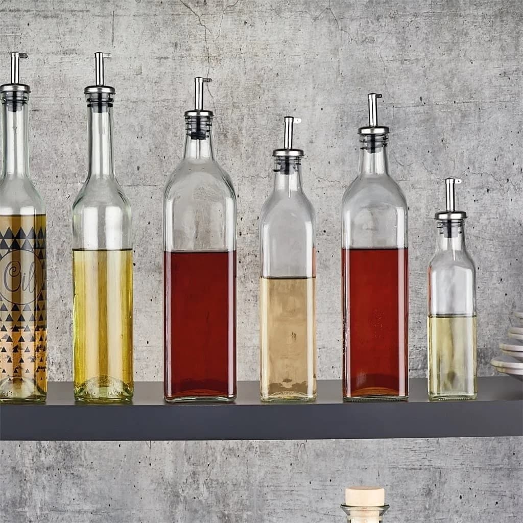 Aceitera Vinagrera 500 Ml De Vidrio Tapa Metal Renga — imagen 2 de 2