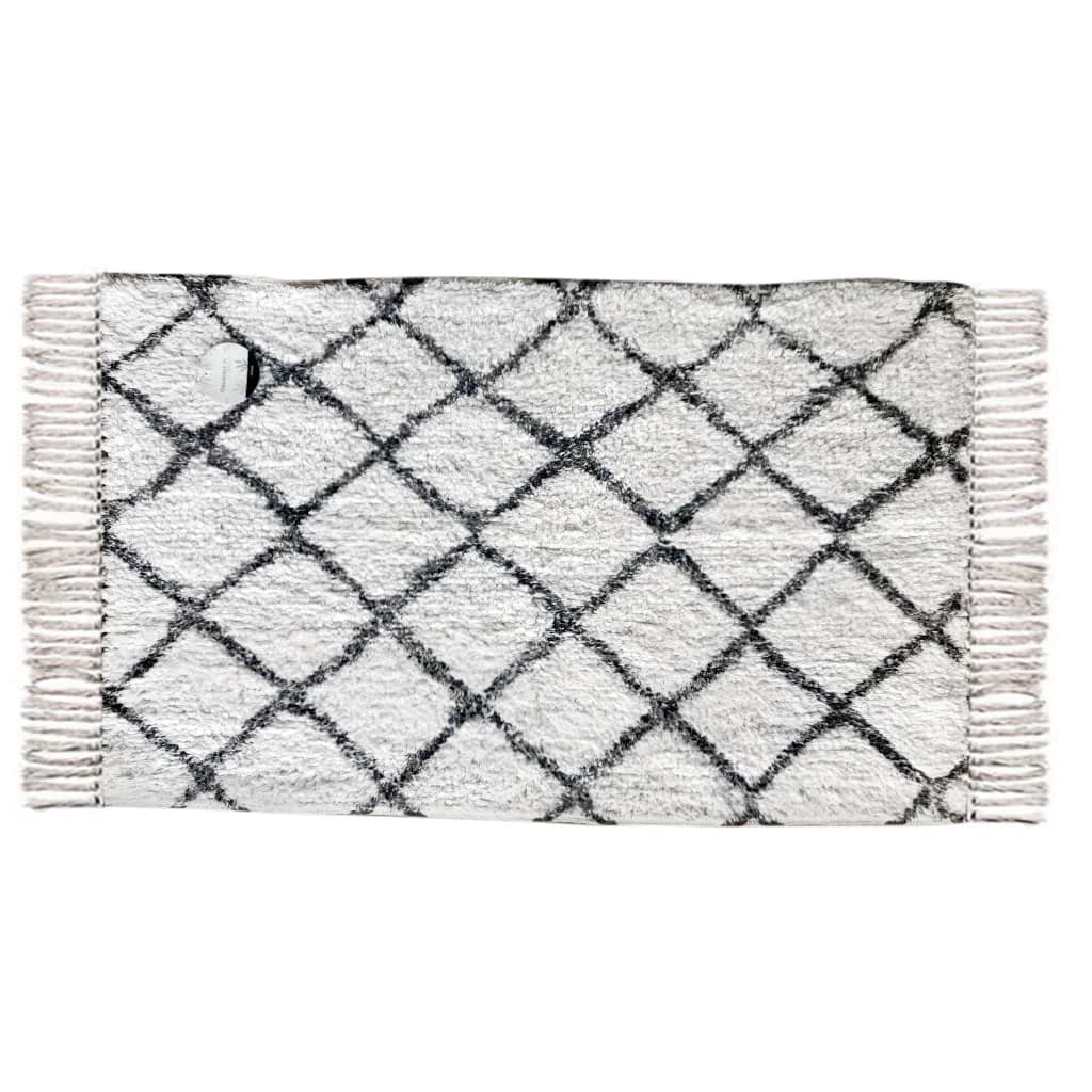 Alfombra Con Flecos 80 Cm X 50 Cm Color Blanco Negro — imagen 1 de 2