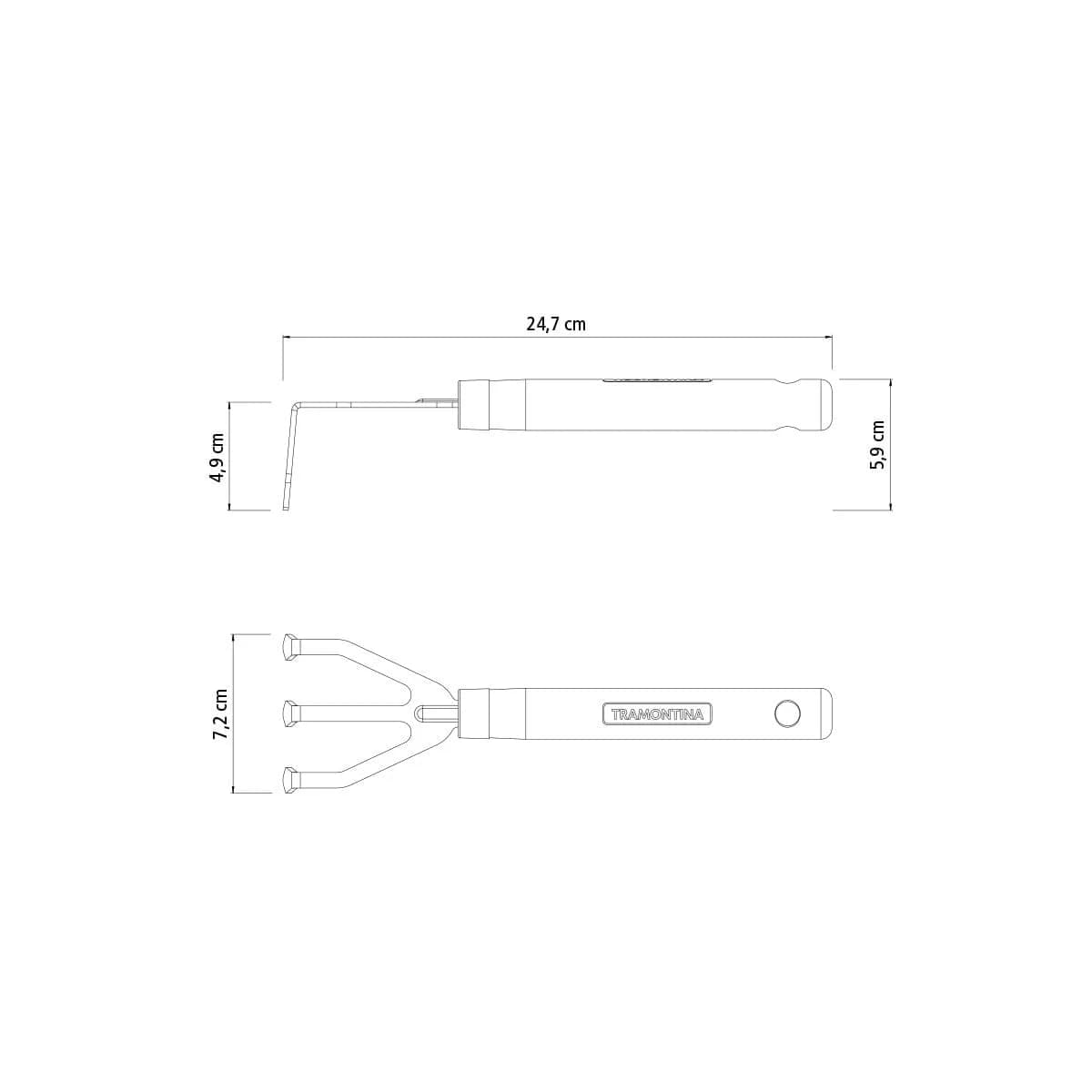 Rastrillo De Metal Tramontina Con 3 Dientes Mango Madera — miniatura 3