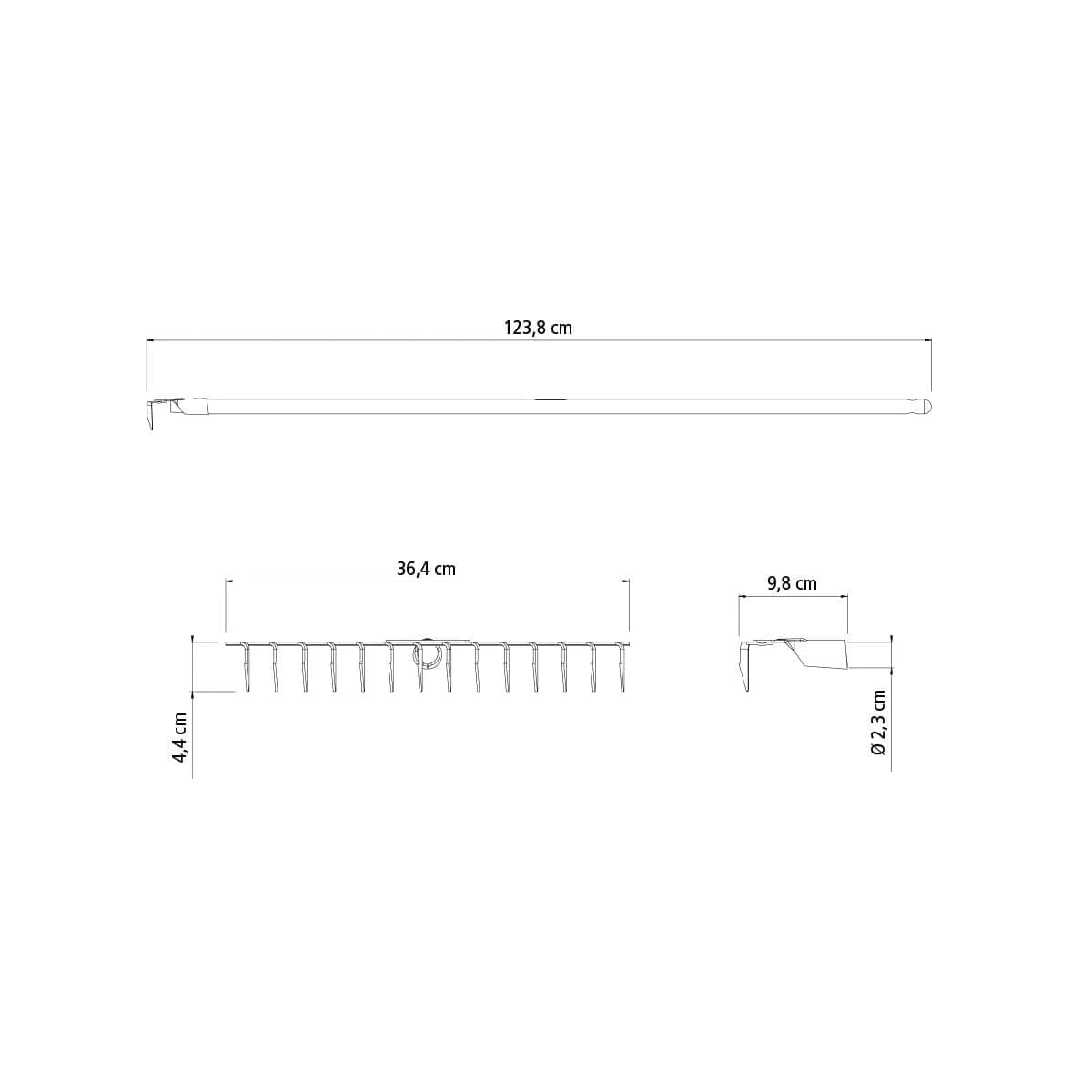 Rastrillo 14 Dientes Mango De Madera 120 Cm Tramontina — miniatura 3