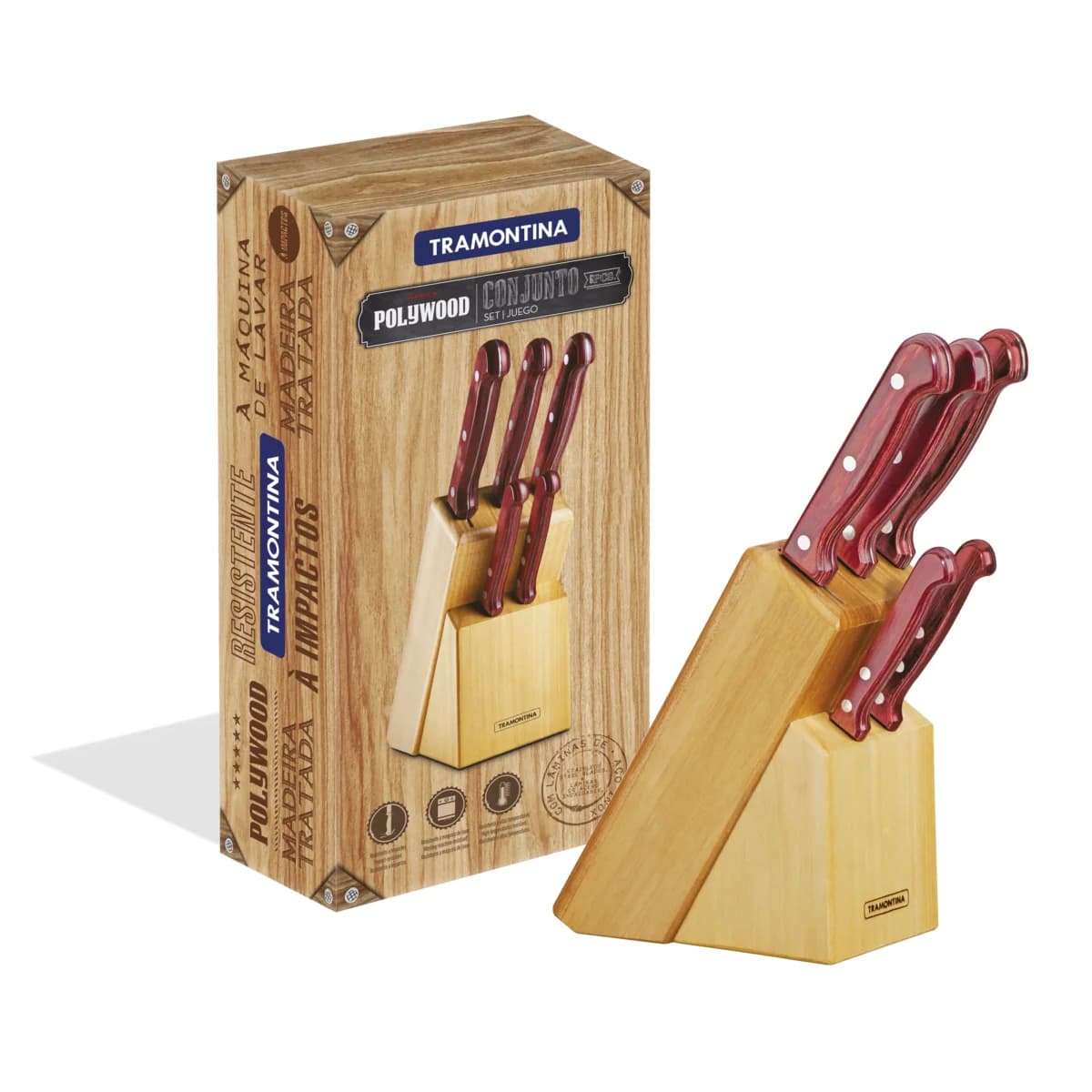 Juego De Cuchillas Tramontina Polywood 6 Piezas Taco Madera — imagen 1 de 1