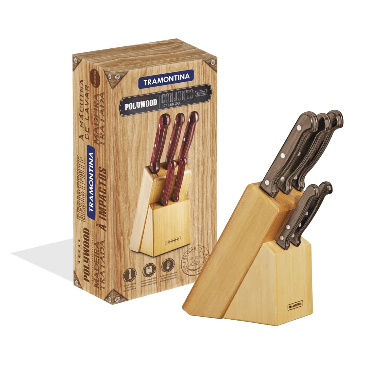 Juego De Cuchillas Tramontina Polywood 6 Piezas Acero Inox — imagen 1 de 1