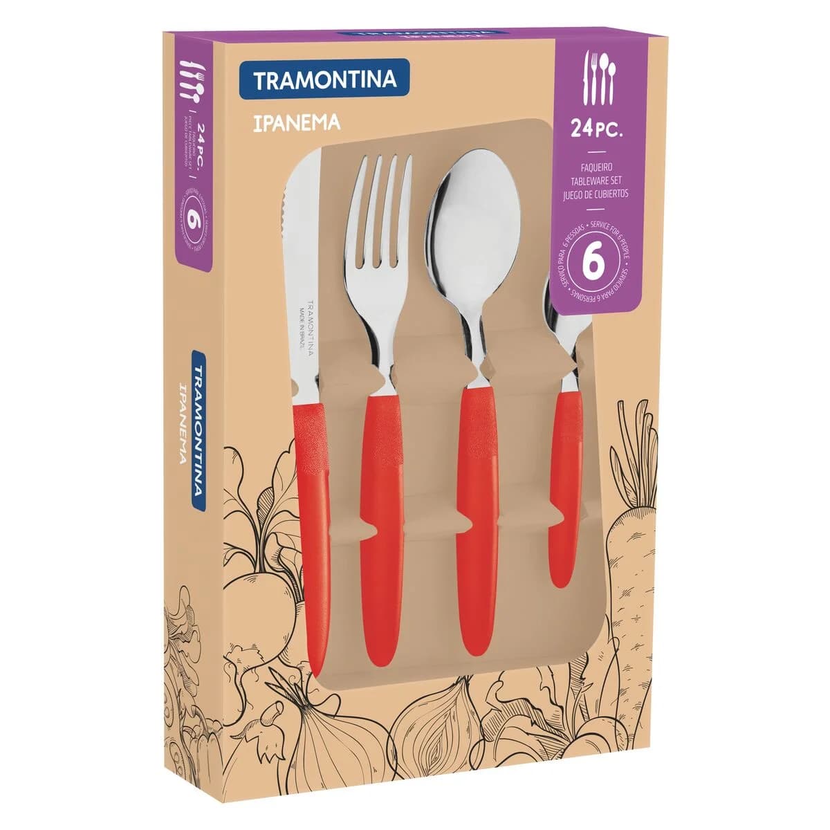 Juego De Cubiertos Tramontina Ipanema 24 Piezas Rojo — miniatura 2