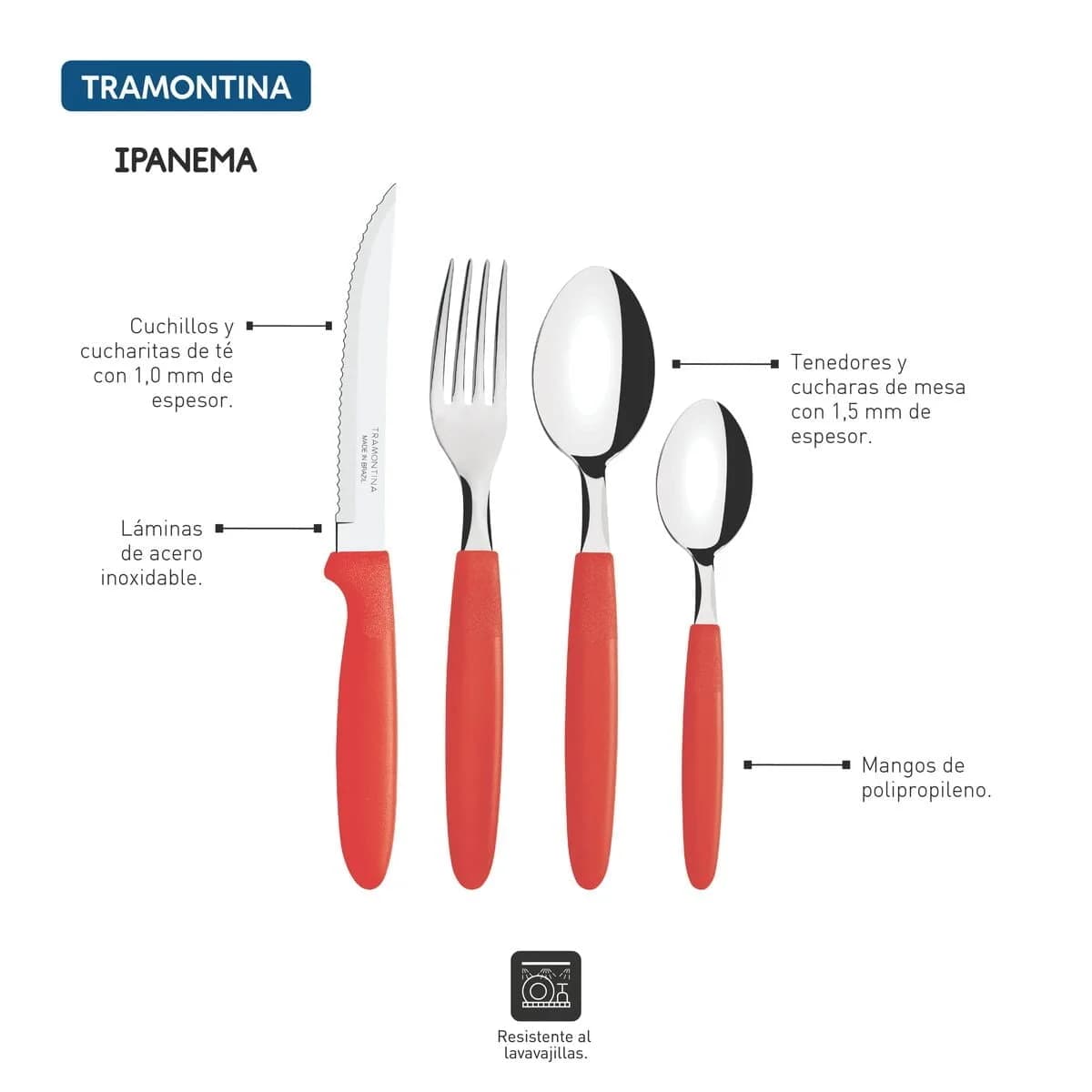 Juego De Cubiertos Tramontina Ipanema 24 Piezas Rojo — miniatura 3