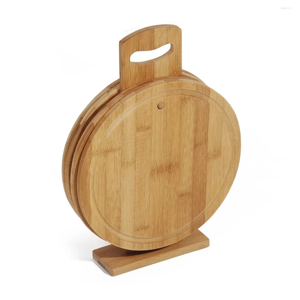 Juego De Tablas Madera Redondas Con Soporte 5 Piezas — imagen 1 de 1