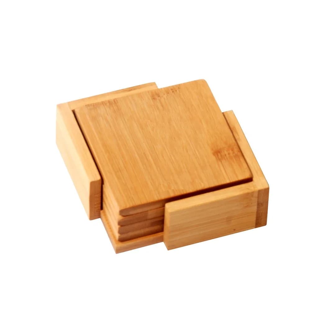 Posavasos De Madera Natural Bambu 10x10 Cm X4 Unid. — imagen 1 de 2