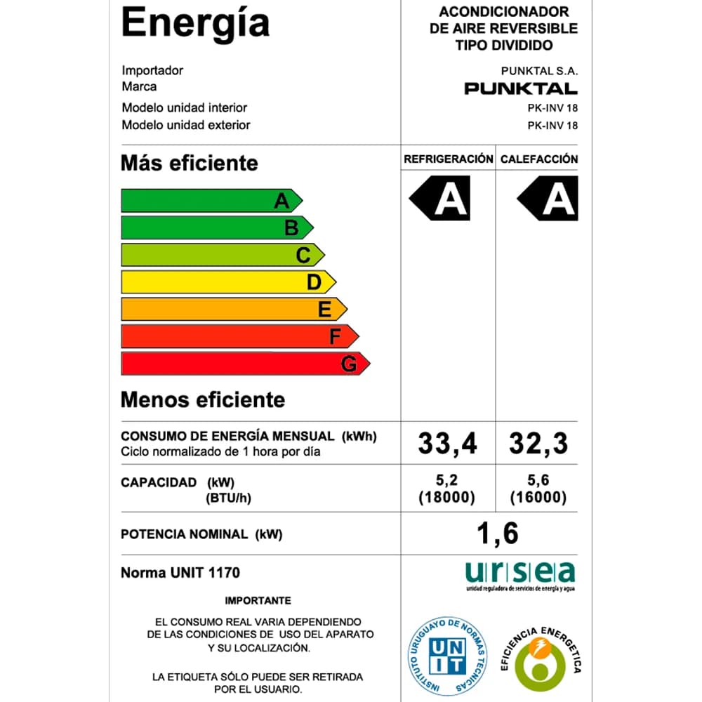 Aire Acondicionado Punktal 18000 Btu Inverter Smart Wifi — imagen 2 de 2