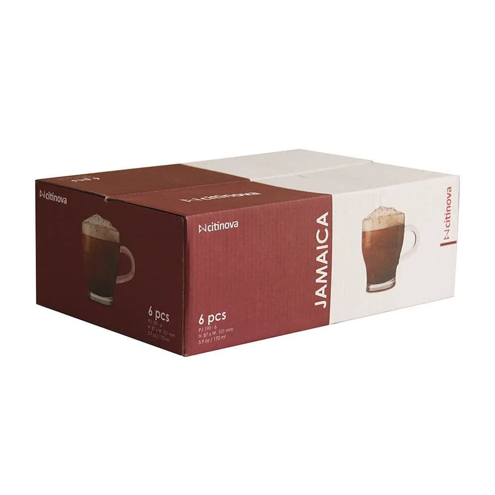 Taza De Cafe Vidrio Con Asa Mug Citinova 170 Ml X6 Unid. — imagen 2 de 2