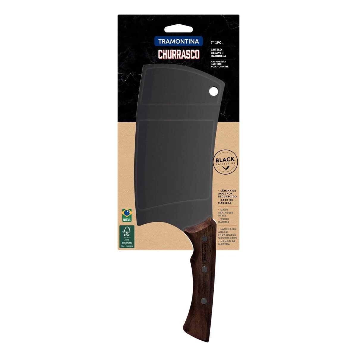 Hachuela De Cocina Tramontina Churrasco Black Acero Inox 7 — miniatura 2