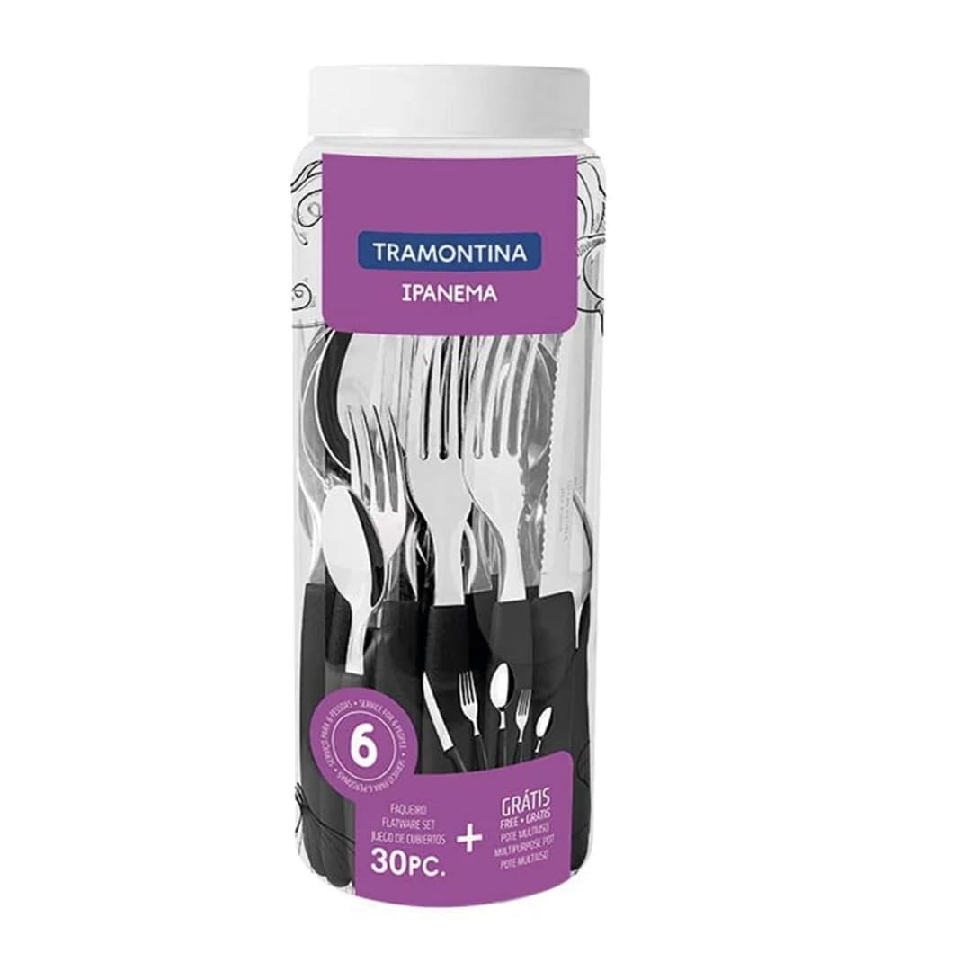 Juego De Cubiertos Tramontina Ipanema 30 Piezas Negro — miniatura 3