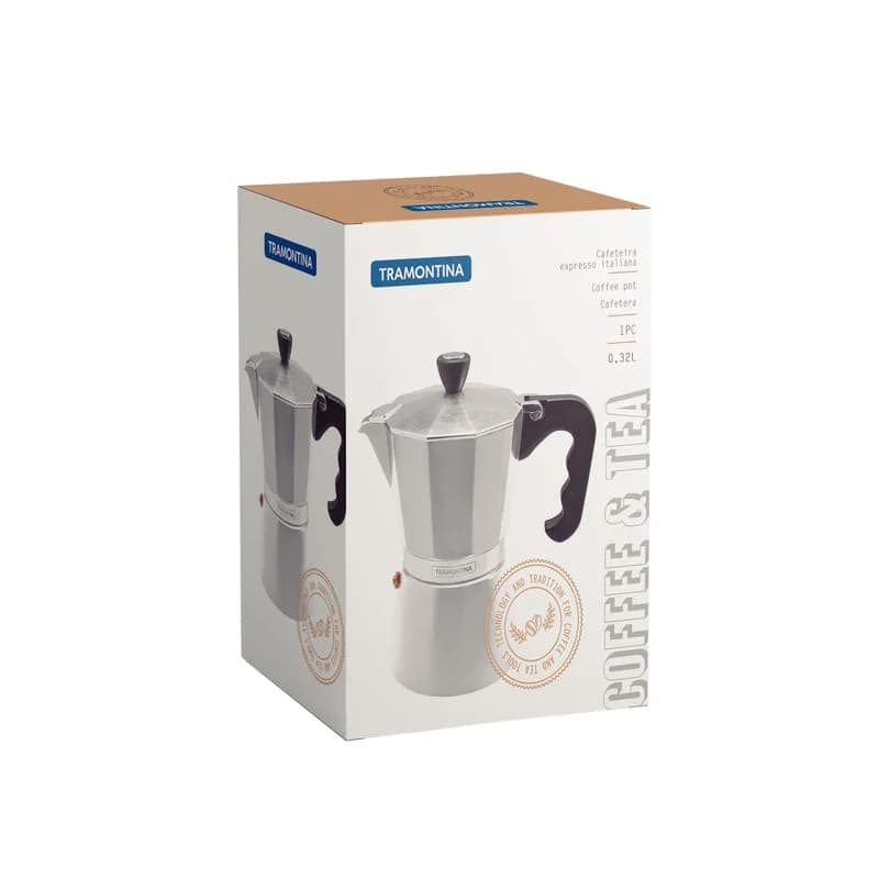 Cafetera Italiana Tramontina Aluminio 320 Ml Cafe Te — imagen 2 de 6