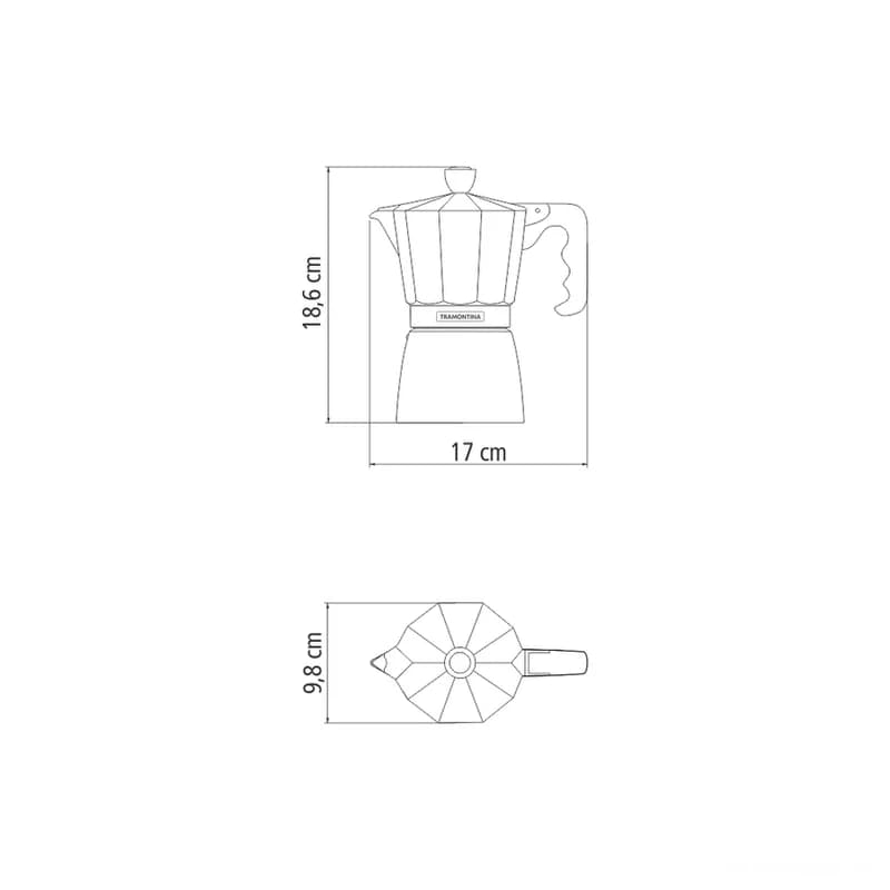 Cafetera Italiana Tramontina Aluminio 320 Ml Cafe Te — imagen 3 de 6