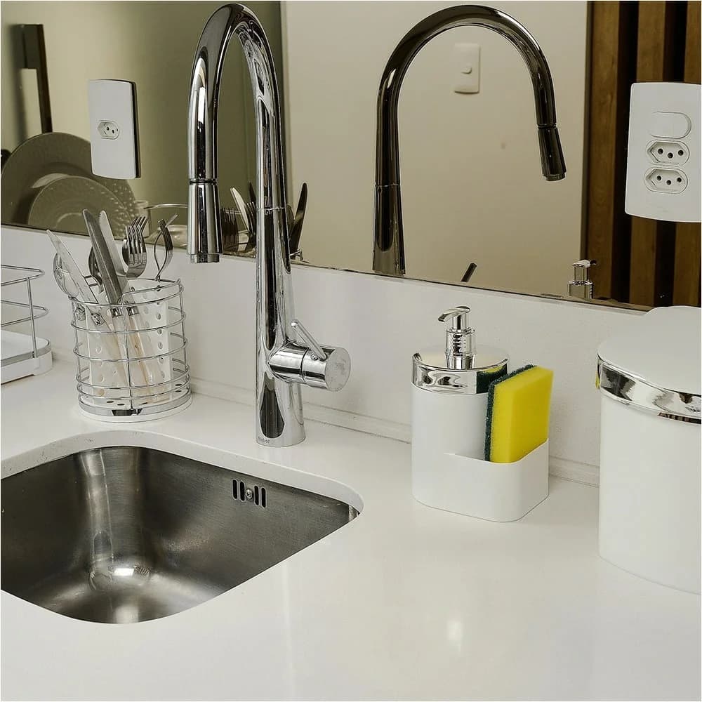 Dispensador De Jabon Para Ba?o Cocina Y Porta Esponja 500 Ml — imagen 2 de 2