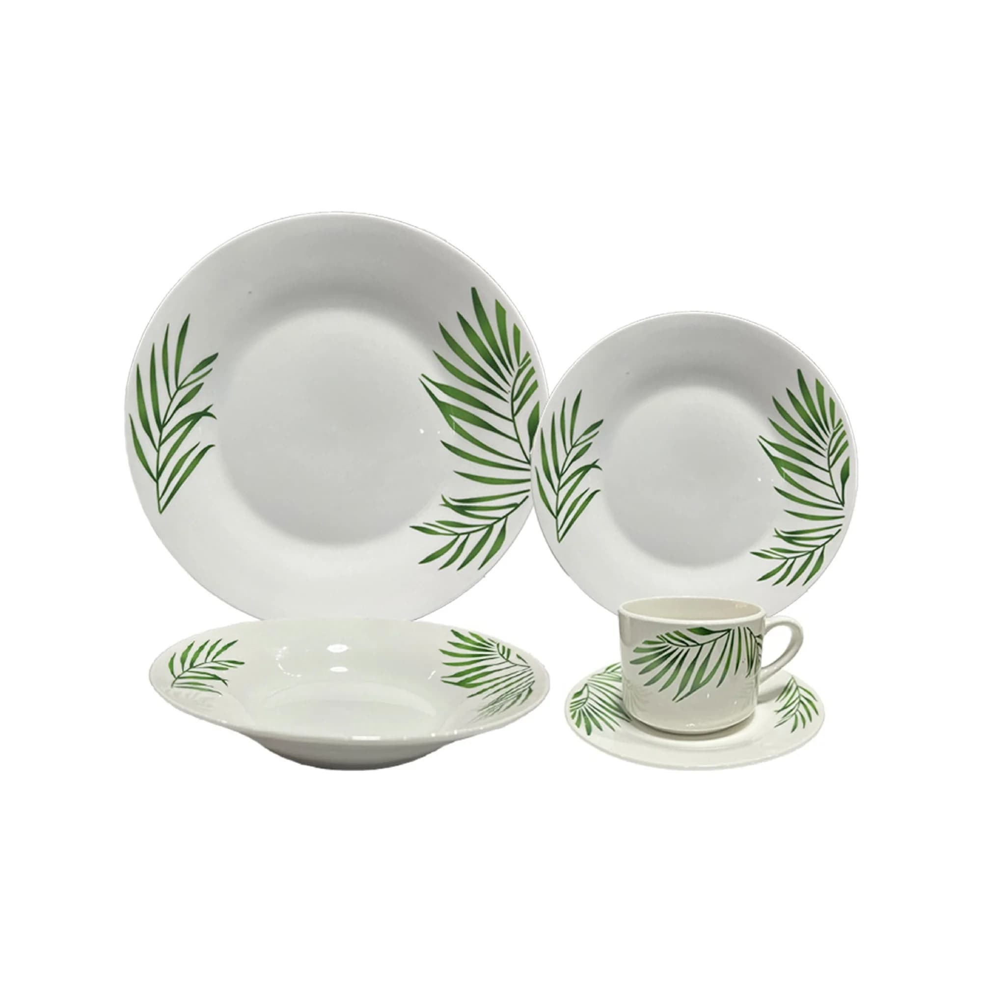 Juego De Vajilla Porcelana 20 Piezas Plato Taza Hojas — imagen 1 de 1