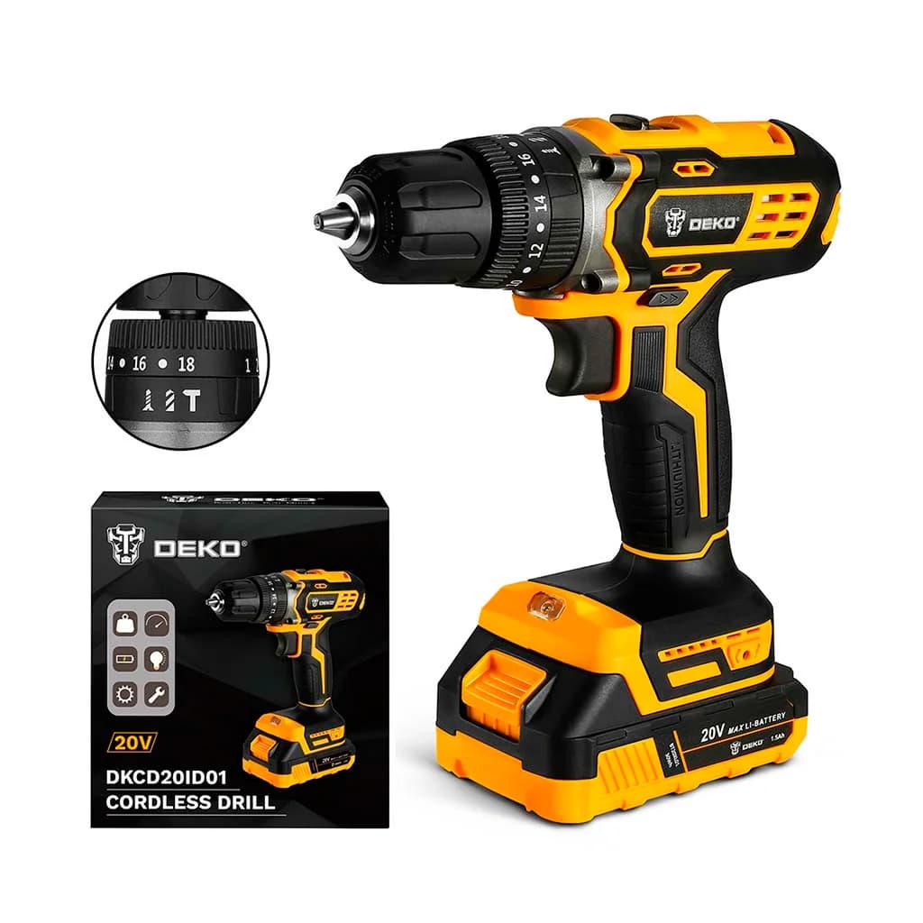 Taladro Atornillador A Batería Deko Dkcd20xl01-h10 10mm 40nm — miniatura 3